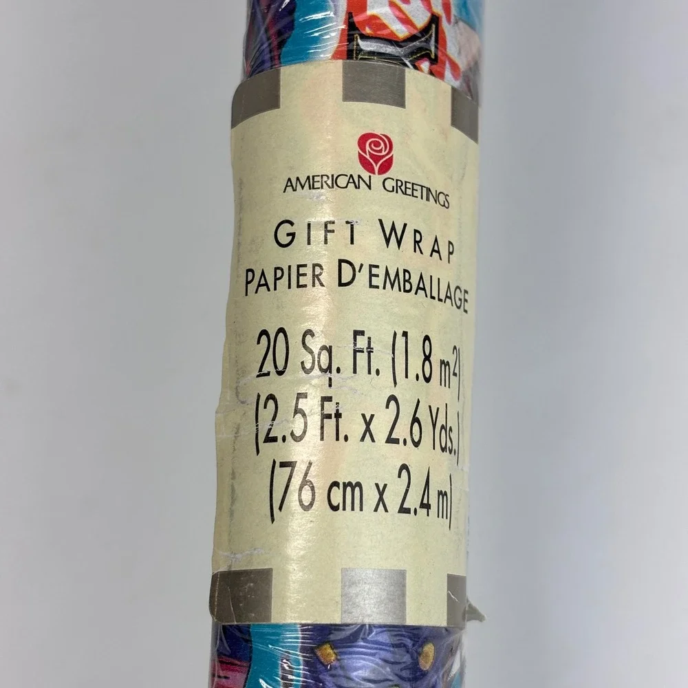 Yu-Gi-Oh Gift Wrap American Greetings VTG 20 Sq Ft Blue Vintage 1996 Anime TCG